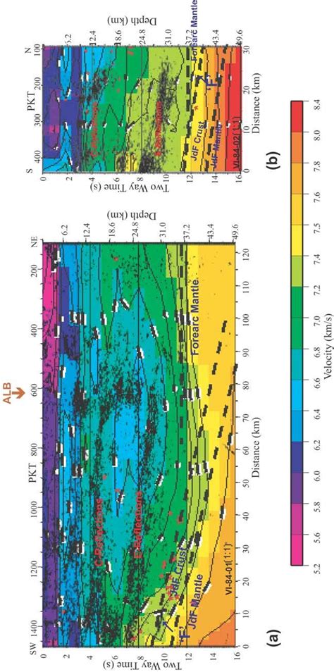 Tomographic Velocity Overlaid On Seismic Reflection Lines Line