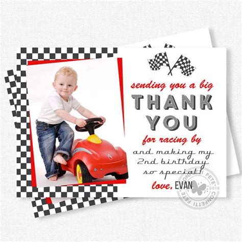 Race Car Thank You Photo Thank You Cards Racing By Confettifete Race