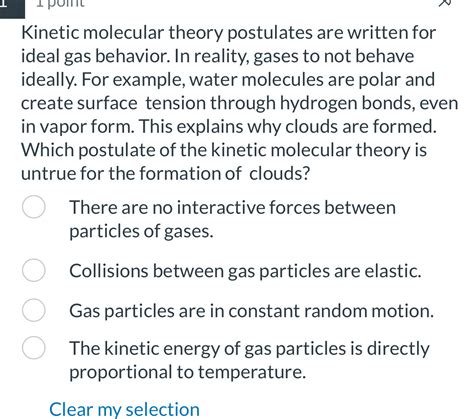 Solved Kinetic Molecular Theory Postulates Are Written For Ideal Gas