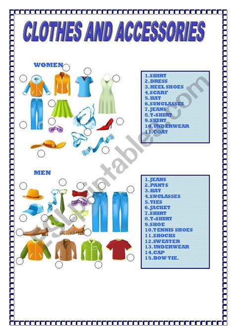 Clothes And Accessories Esl Worksheet By Win