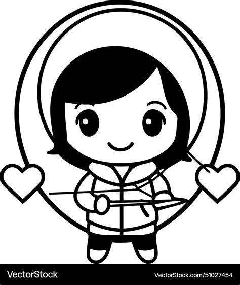 Cute Cartoon Girl In Love Valentines Day Vector Image