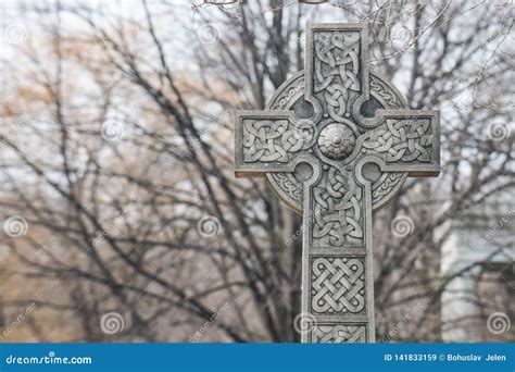 Christian Symbol Vintage Cross At Catholic Cemetery Stock Image