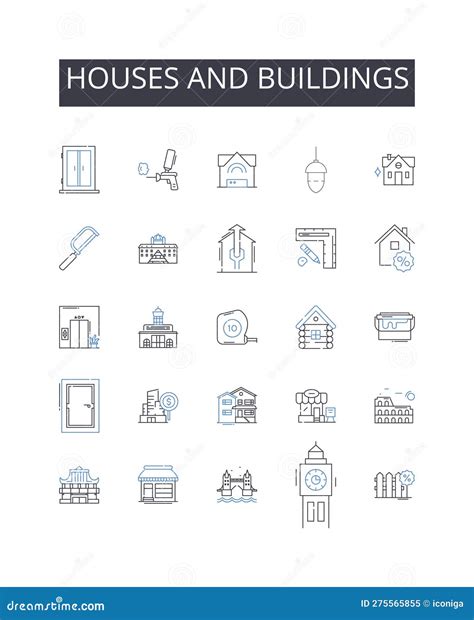 Condominiums Line Icons Collection Residences Apartments Units