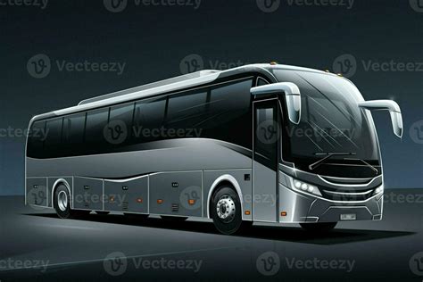 Modern Black Bus On A Gray Background 3d Rendering Image Ai Generated