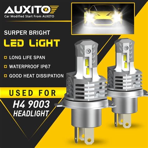 Auxito H4 9003 Hb2 Led Headlight Bulb Kit High Low Beam Super White Canbus Eoa Ebay