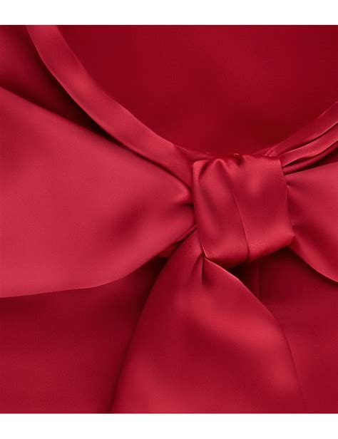 Women S Red Fitted Luxury Satin Blouse Pussy Bow Hawes Curtis