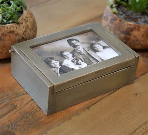 Handmade Wooden Keepsake Box W 5x7 Picture Frame Lid Pencil