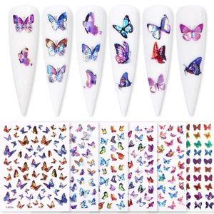 D Nail Art Sticker Colorful Butterfly Multi Color Butterfly Etsy