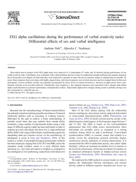 Pdf Eeg Alpha Oscillations During The Performance Of Verbal