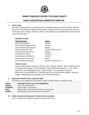 Fillable Online Kane County Forest Preserve District Commission