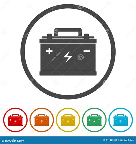 Car Battery Icon Electricity Accumulator Battery Icon Colors