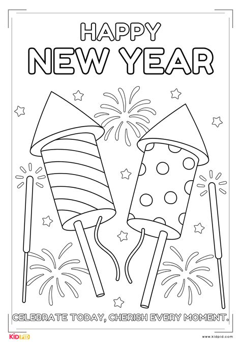 Happy New Year Coloring Worksheet Kidpid