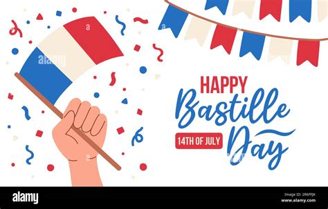 Happy Bastille Day Vector Illustration Isolated On White Background