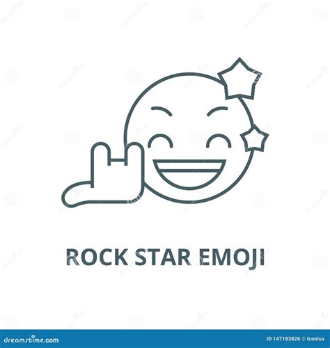 Rock Star Emoji Vector Line Icon, Linear Concept, Outline Sign, Symbol ...