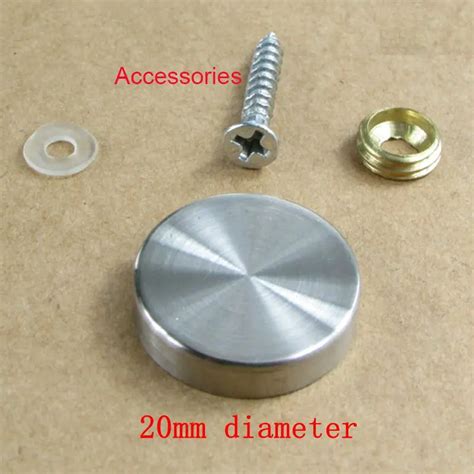 20pcs 20mm Diameter Stainless Steel Screw Cap Covers Decorative Mirror ...