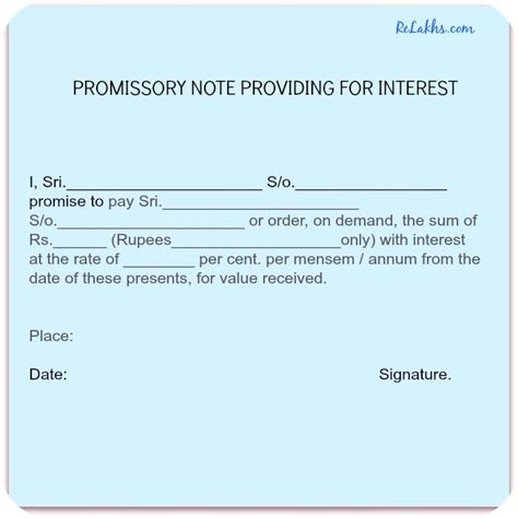 Simple Promissory Note Form