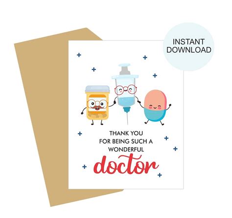 Doctor Appreciation Card Printable Doctor Thank You Card Etsy