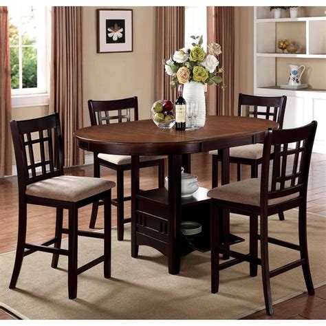 Chestnut Espresso Extendable Counter Hight Dining Set With Storage Base Overstock 9242054