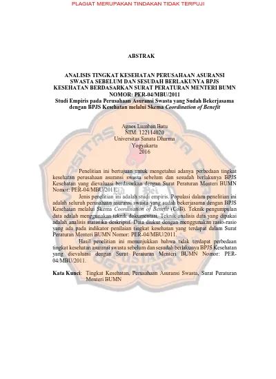 Analisis Tingkat Kesehatan Perusahaan Asuransi Swasta Sebelum Dan