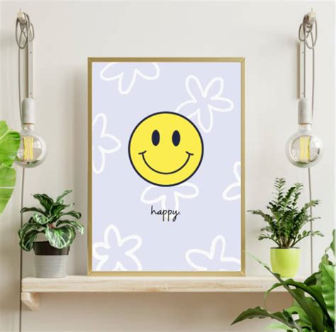 Smiley Face Wall Art Print High-quality Instant Download Indie Room ...