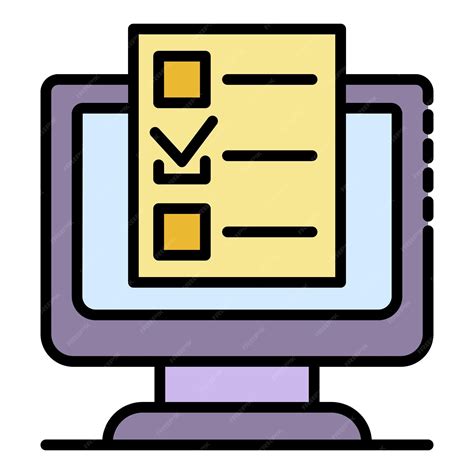 Icono De Lista De Votación En Línea De Computadora Esquema De Icono De