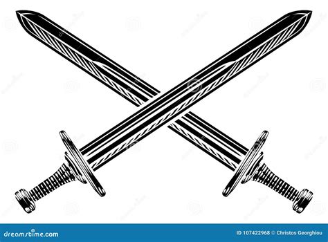 Crossed Swords Illustration Stock Vector Illustration Of Engraved Knife 107422968