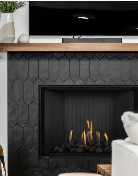 Black Fireplace Tile | Home fireplace, Fireplace tile surround ...