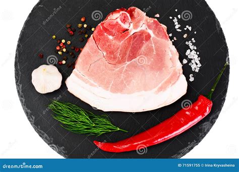 A Piece Of Fresh Raw Pork Meat Isolated On White Background Stock