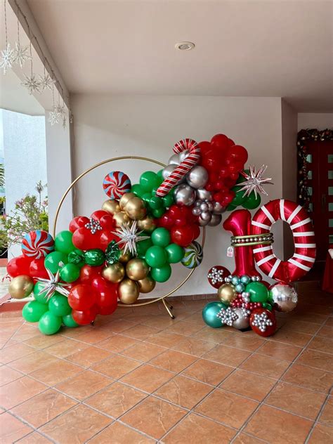 Set Navideño en 2024 Decoracion con globos navidad Decoración de