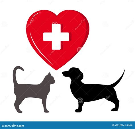 Veterinary Symbol With Isolated Pet Cartoon Vector