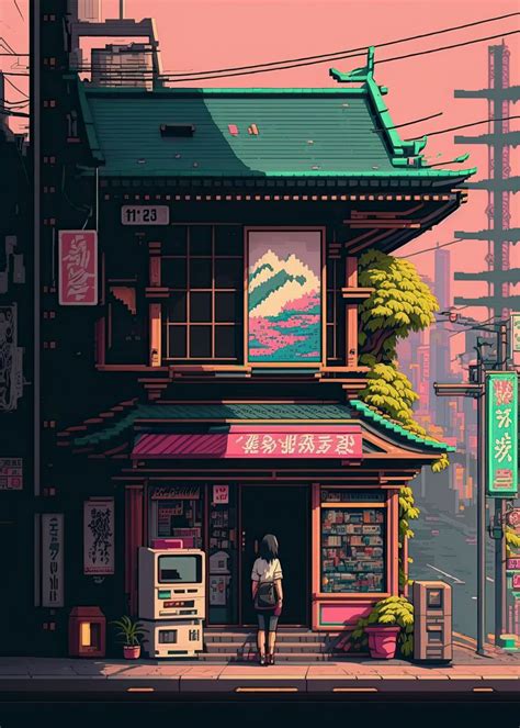 Japan Pixel Art 01 Poster Picture Metal Print Paint By Kyzart Displate