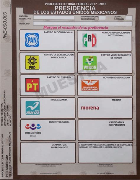 Ine Aprueba Diseño De Boleta Electoral Para 2018