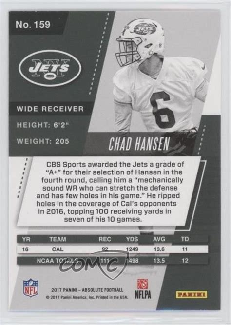 2017 Panini Absolute Rookie Spectrum Blue Chad Hansen 159 Rookie RC EBay