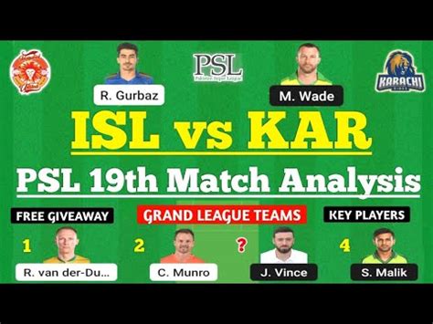 Isl Vs Kar Dream Team Isl Vs Kar Dream Prediction Psl