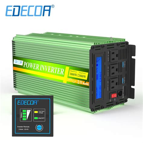 Edecoa W Dc V To Ac V V Hz Pure Sine Wave Power Inverter