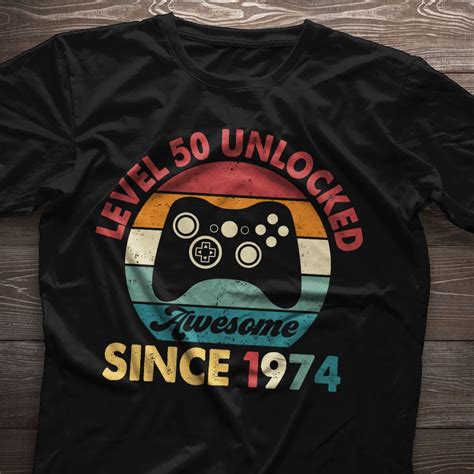 50th Birthday Shirt Level 50 Unlocked 50th Birthday Gift 1974