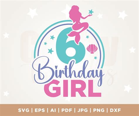 Mermaid 6th Birthday Svg Mermaid Birthday Svg Sublimation Etsy