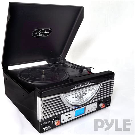 Pyle Ptr8ubtbk Bluetooth Turntable System Retro Vintage Classic Style