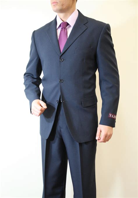 Mens Navy Formal 3 Button Modern Fit Suit Flex Suits