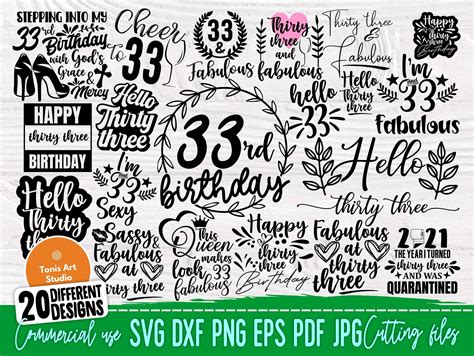 33rd Birthday Svg Bundle Birthday Shirt Designs By Tonisartstudio