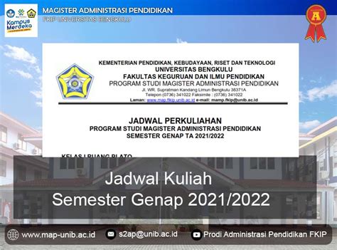 Jadwal Pekuliahan Semsters Genap Magister Administrasi