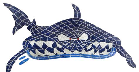 Shark Marble Mosaic Pool Bathroom 39 X 20 Beach Style Tile