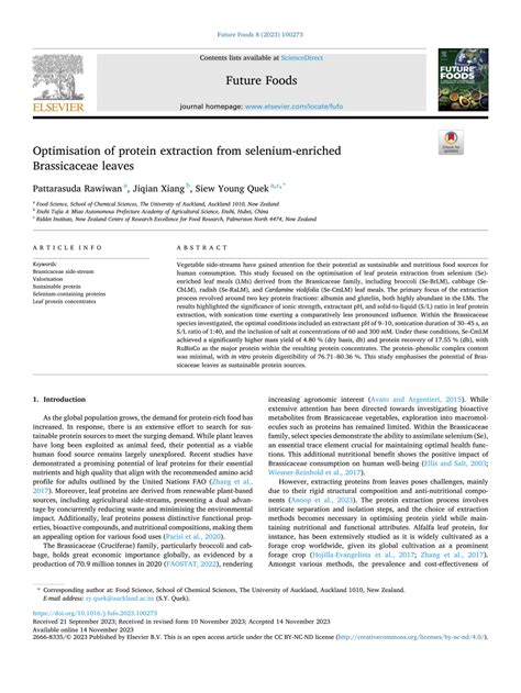 PDF Optimisation Of Protein Extraction From Selenium Enriched