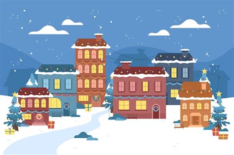 Free Vector Hand Drawn Christmas Town