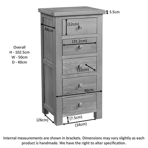 Dorset Oak 5 Drawer Tall Chest