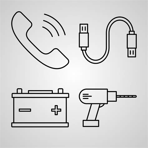 conjunto de iconos de línea vectorial de electrónica y dispositivos