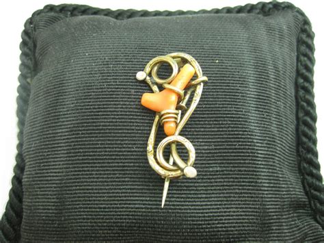 B668 Vintage Gold Filled And Coral Lapel Pin Etsy UK