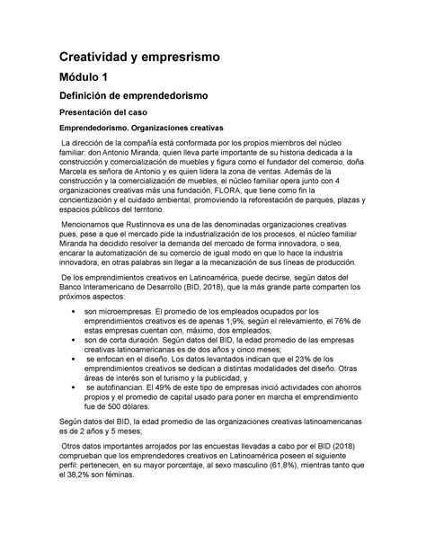 Cretividad y empresarismo M 1 y 2 Creatividad y empresrismo Módulo 1