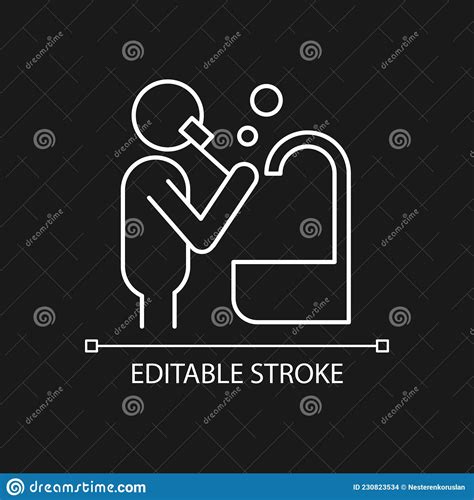 Borsteltanden Wit Lineair Pictogram Voor Donker Thema Vector