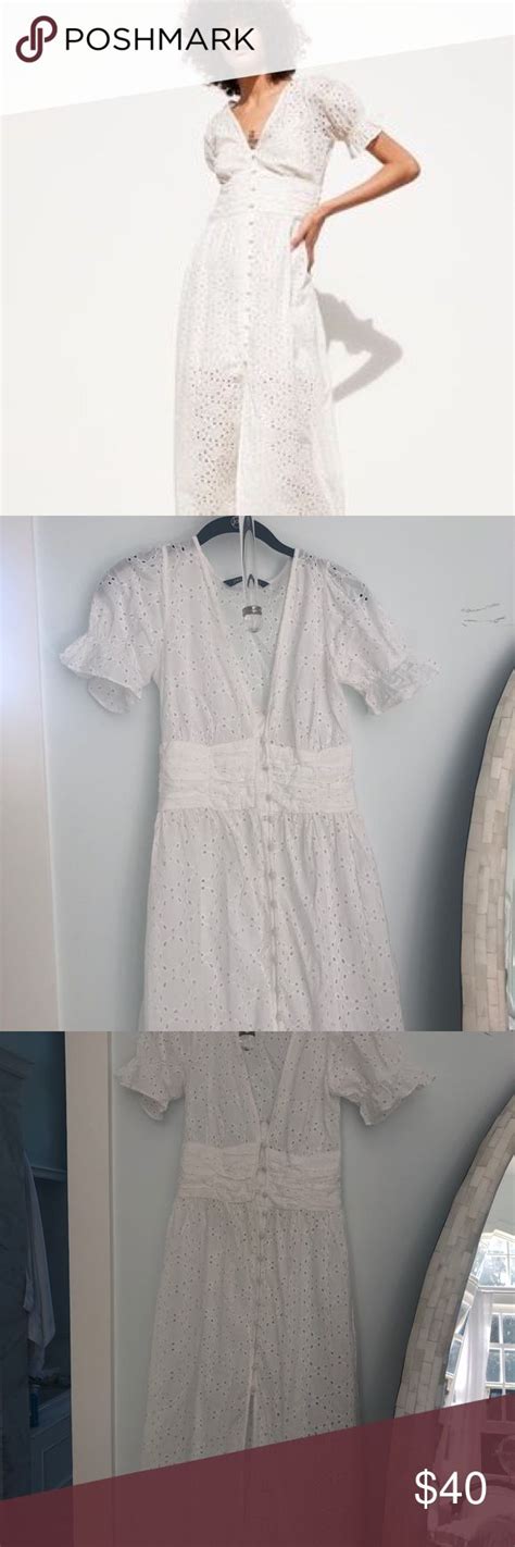 Zara White Eyelet Lace Dress In Xs Eyelet Lace Dress Lace Dress